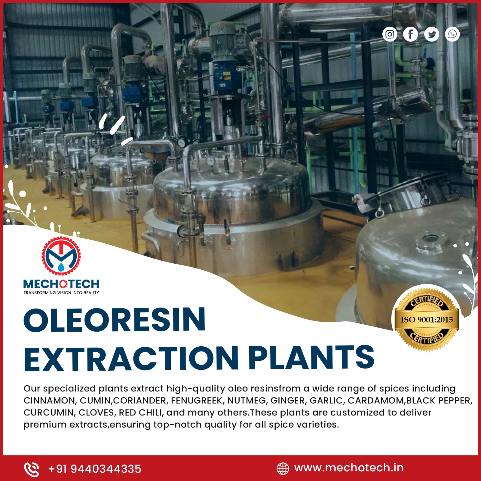 curcumin solvent extraction plant